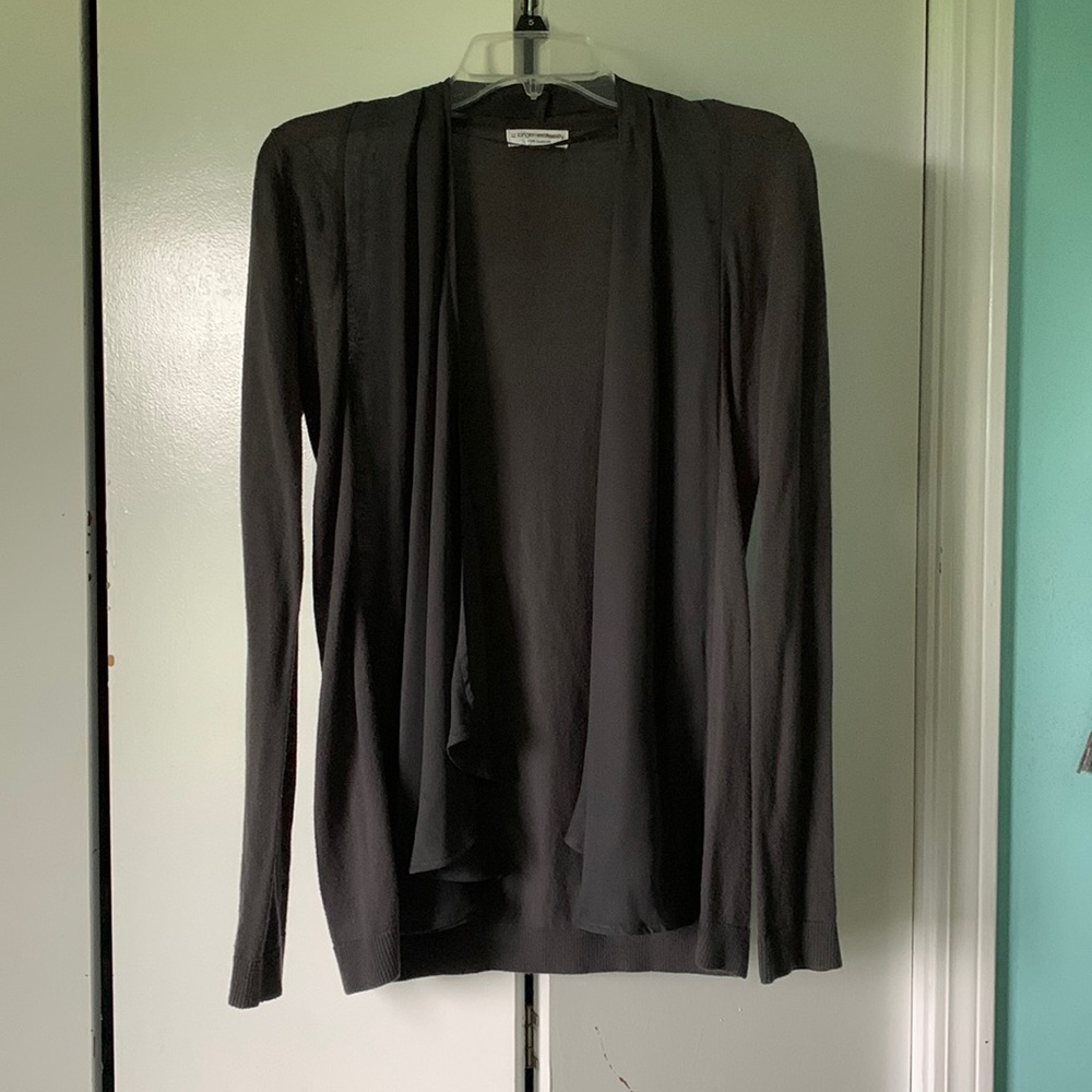 Grey cardigan with sheer edges